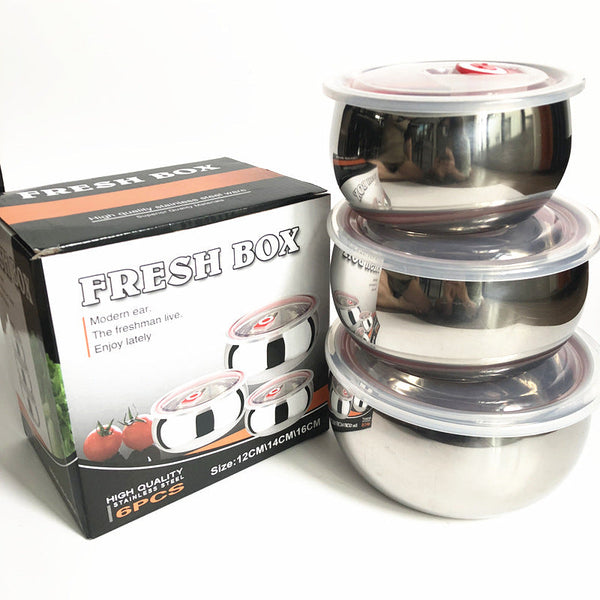 3 Sizes Stainless Steel Food Container with Airtight Plastic Lid